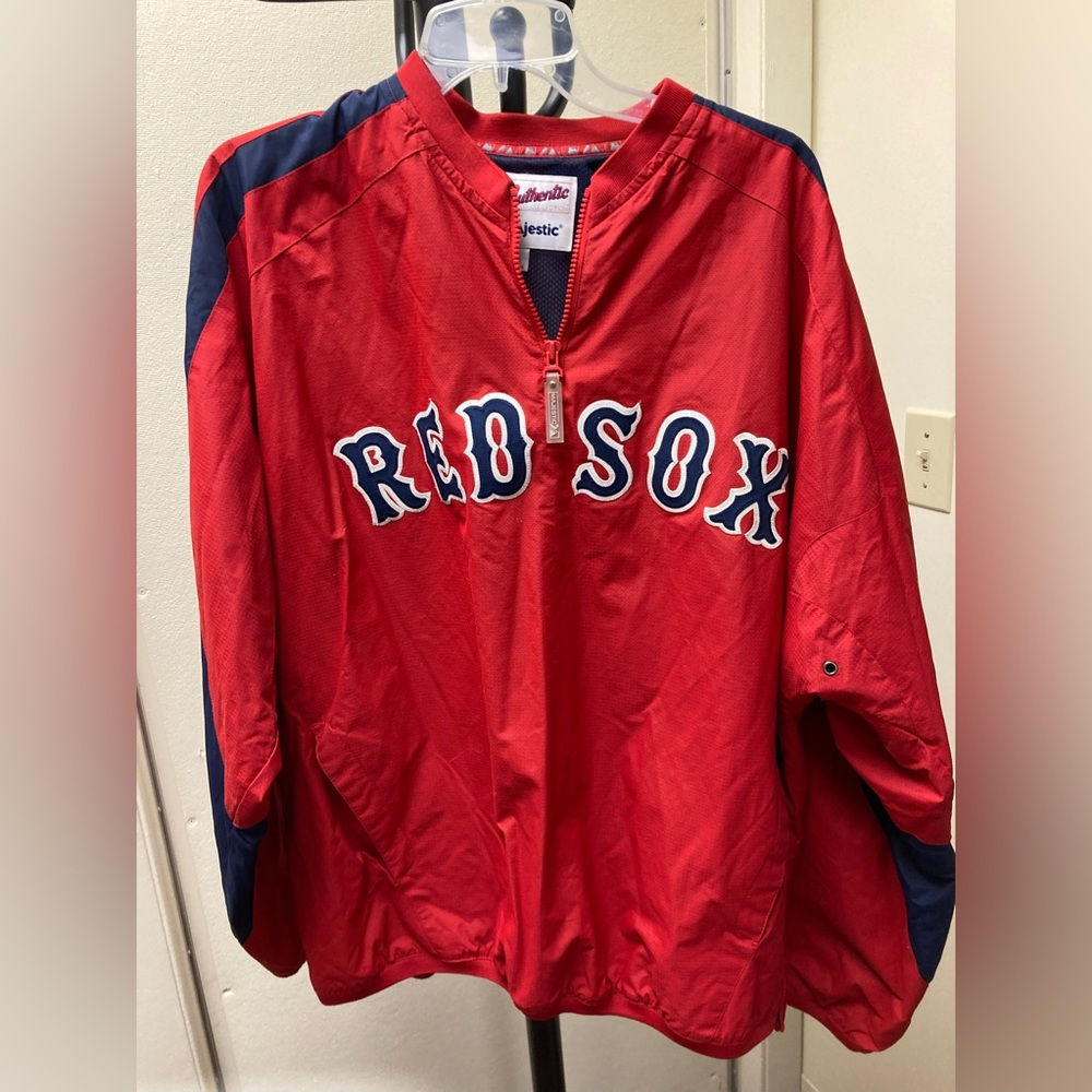 RedSox MLB official baseball pull over warmup jacket XL